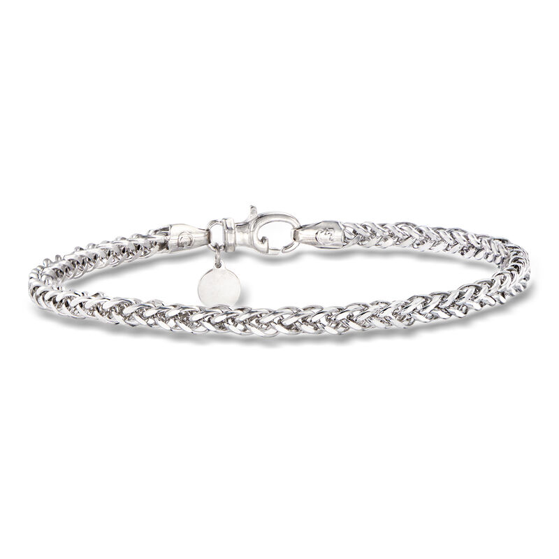 Gabriel & Co. Men's Sterling Silver Wheat-Chain Bracelet. 8" image number 0