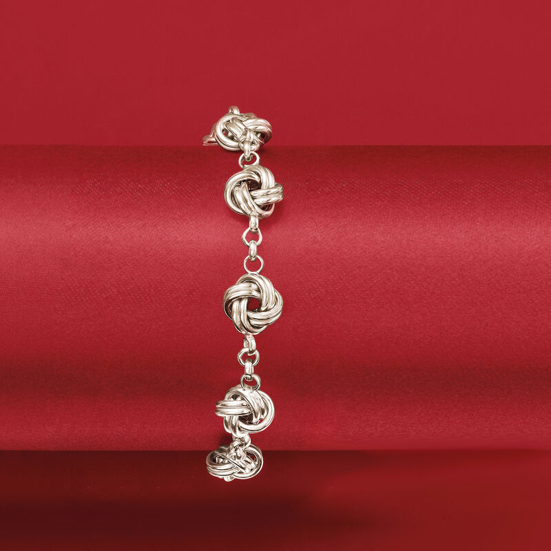Italian Sterling Silver Love Knot Station Bracelet image number 2