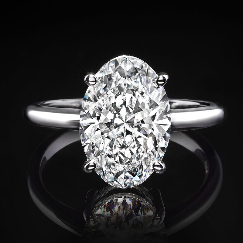 4.00 Carat Oval Lab-Grown Diamond Solitaire Ring in 14kt White Gold image number 3