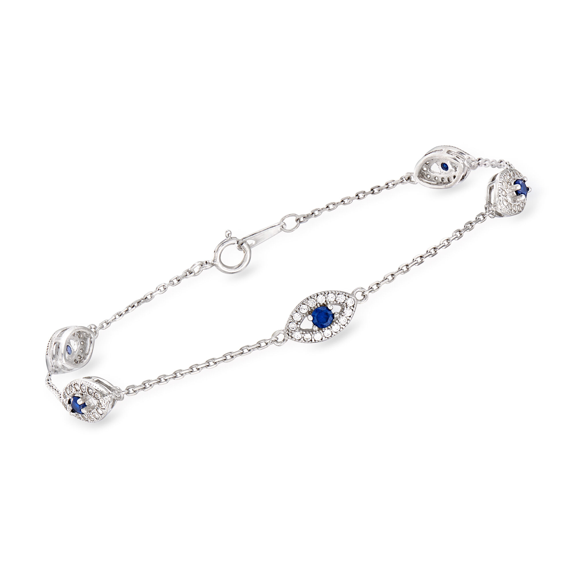 30 ct. t.w. CZ and .20 ct. t.w. Simulated Sapphire Evil Eye