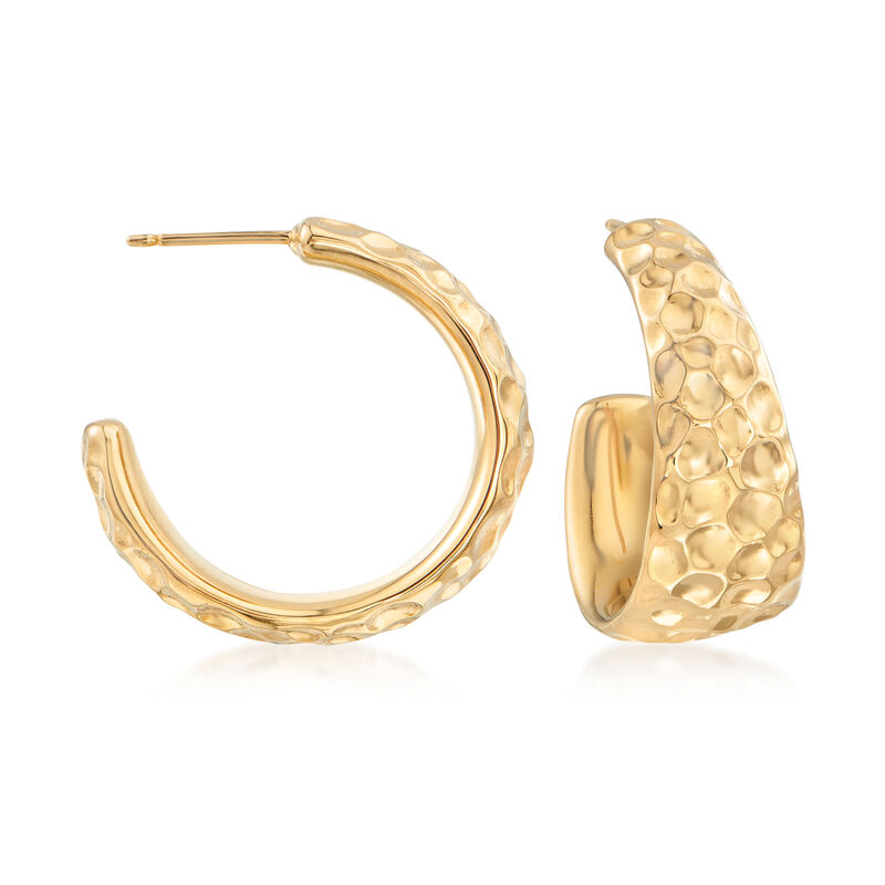 14kt Yellow Gold C-Hoop Earrings. 7/8&quot; image number 0