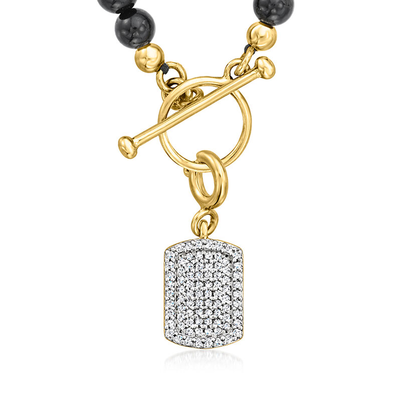 .20 ct. t.w. Diamond Dog Tag Charm in 18kt Gold Over Sterling  image number 3