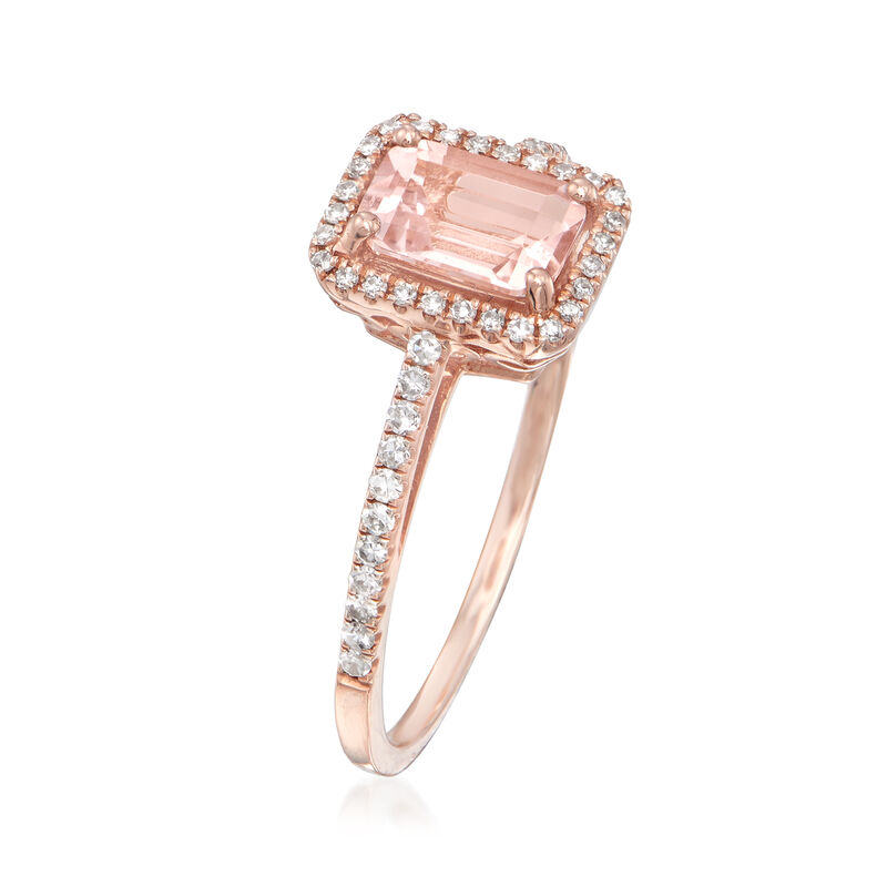 .90 Carat Morganite and .22 ct. t.w. Diamond Ring in 14kt Rose Gold image number 2