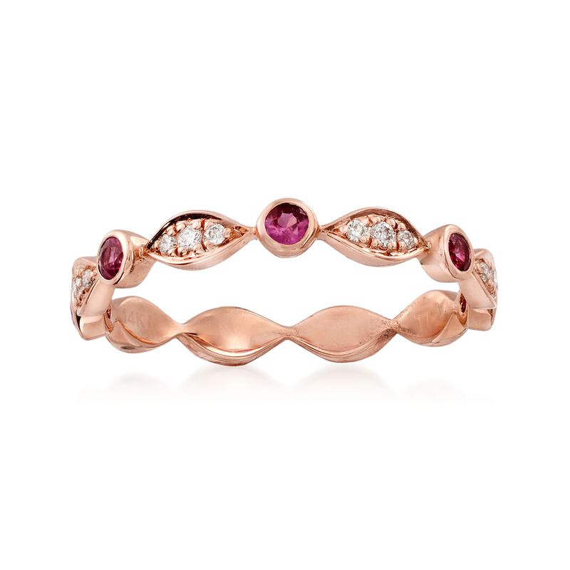 .20 ct. t.w. Pink Sapphire and Diamond Accent Milgrain Ring in 14kt Rose Gold image number 0