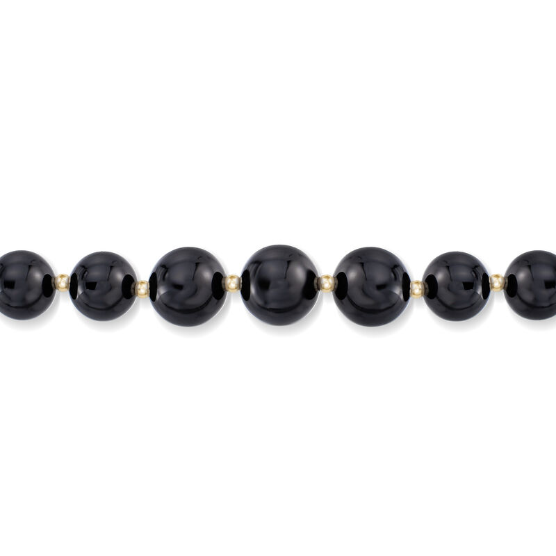 6-14mm Black Onyx Graduated Necklace in 14kt Yellow Gold image number 2
