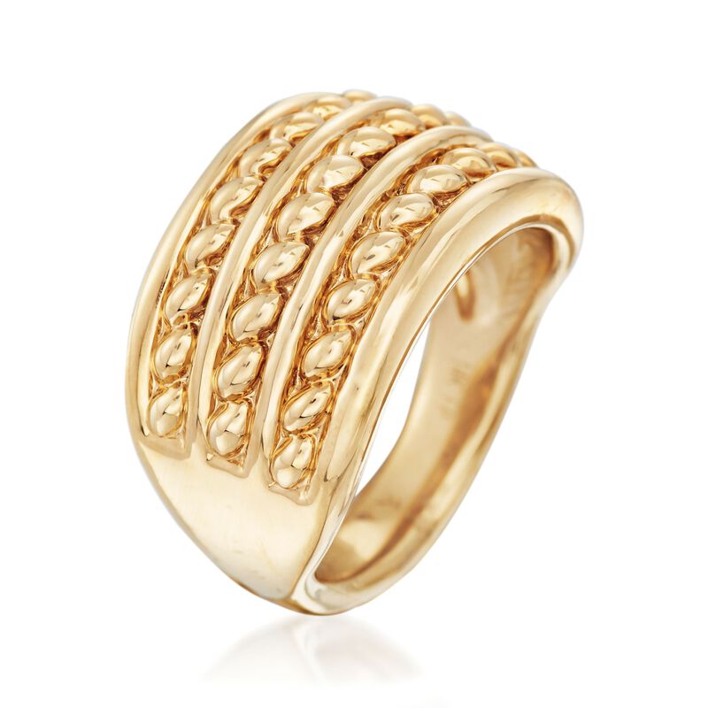 14kt Yellow Gold Roped Three-Row Ring image number 2