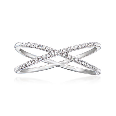 .10 ct. t.w. Diamond Crisscross Ring in Sterling Silver