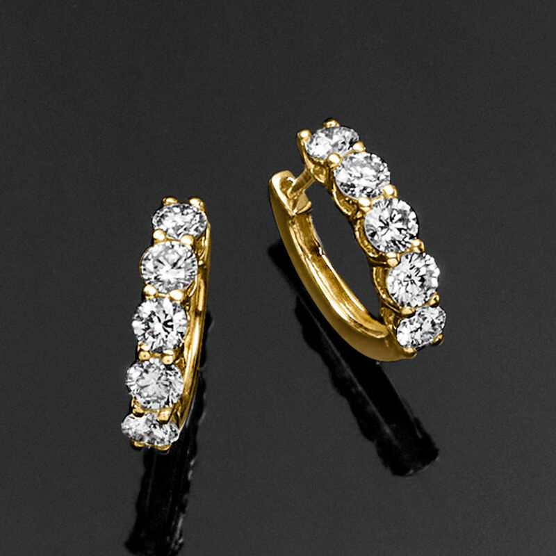 1.00 ct. t.w. Lab-Grown Diamond Five-Stone Hoop Earrings in 14kt Yellow Gold. 1/2&quot; image number 3
