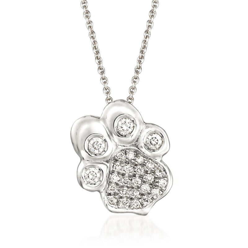 Italian Roberto Coin .25 ct. t.w. Diamond Paw Print Pendant Necklace in 18kt White Gold image number 0