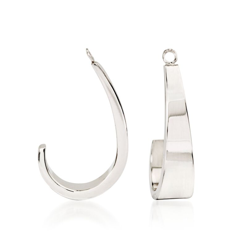 14kt White Gold J-Hoop Earring Jackets image number 0