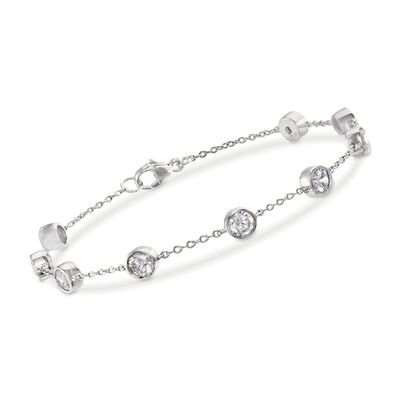 2.20 ct. t.w. Bezel-Set CZ Station Bracelet in Sterling Silver