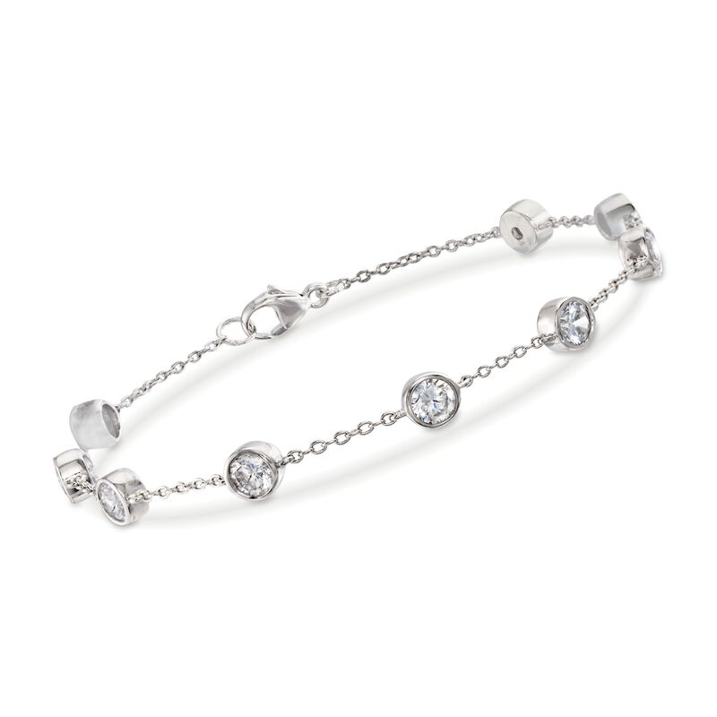 2.20 ct. t.w. Bezel-Set CZ Station Bracelet in Sterling Silver image number 0