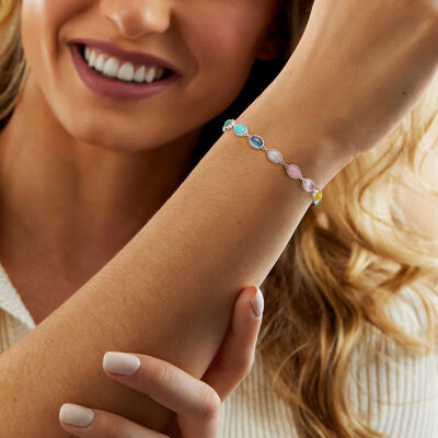 Pastel Multi-Gemstone Bracelet in Sterling Silver