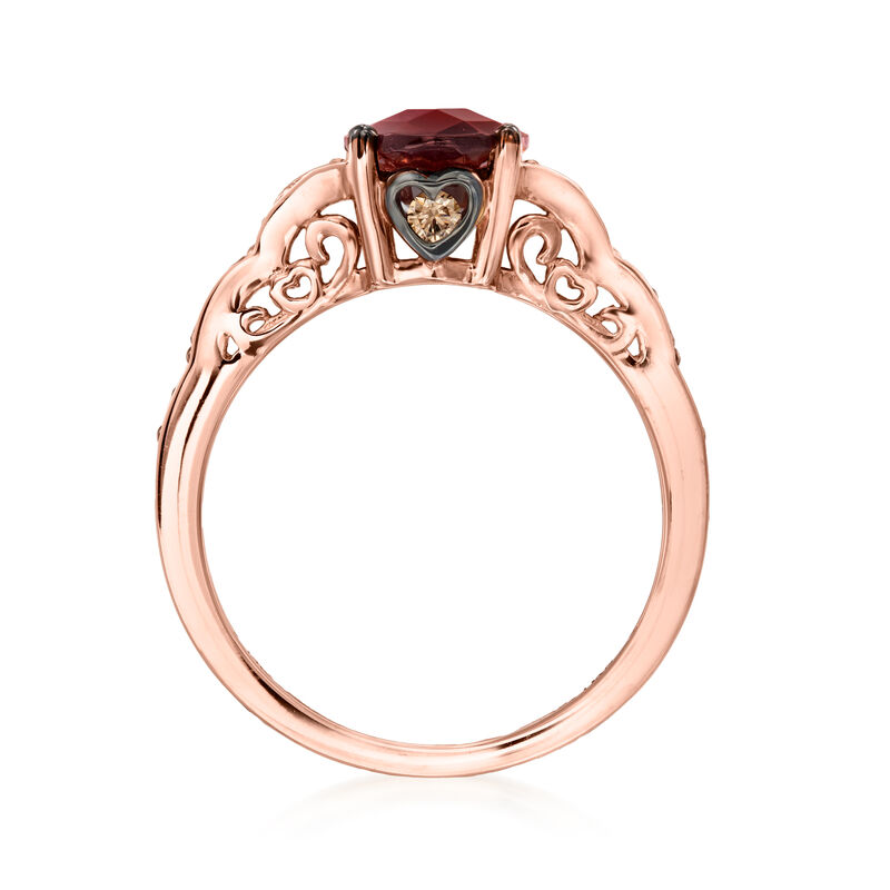 Le Vian 2.00 Carat Raspberry Rhodolite and .25 ct. t.w. Chocolate Diamond Ring with Vanilla Diamond Accents in 14kt Strawberry Gold image number 3
