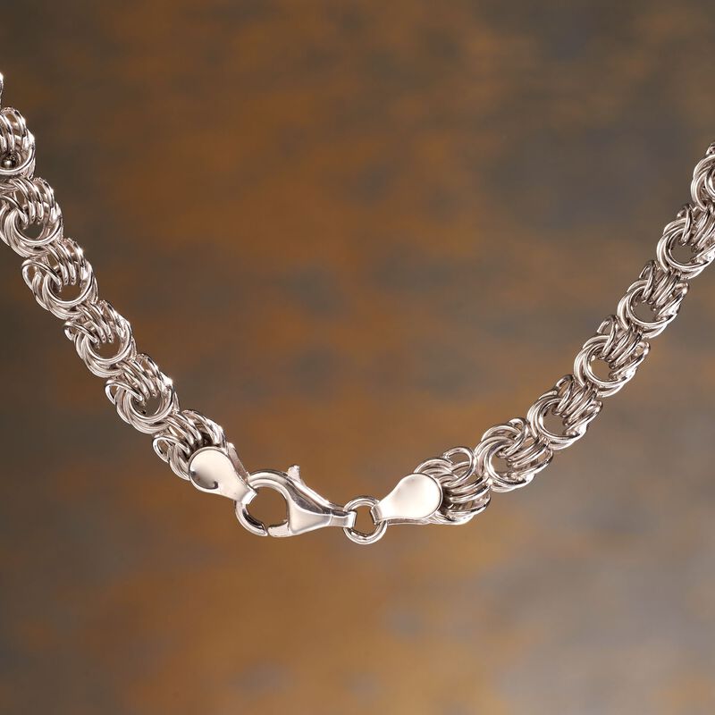 Italian Sterling Silver Graduated Rosette Link Necklace image number 4