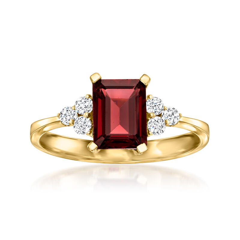 2.00 Carat Garnet and .24 ct. t.w. Diamond Ring in 14kt Yellow Gold image number 0