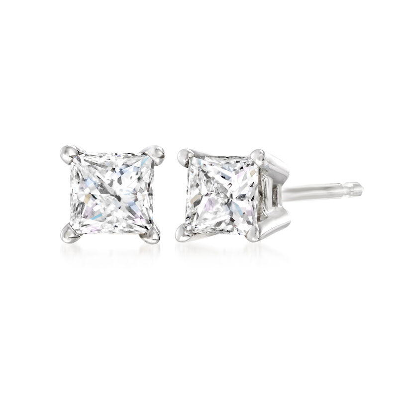 .50 ct. t.w. Princess-Cut Diamond Stud Earrings in 14kt White Gold image number 2