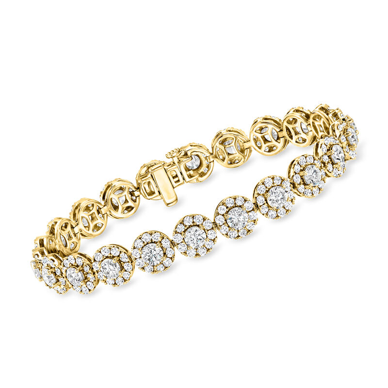 10.00 ct. t.w. Lab-Grown Diamond Halo Bracelet in 14kt Yellow Gold image number 0