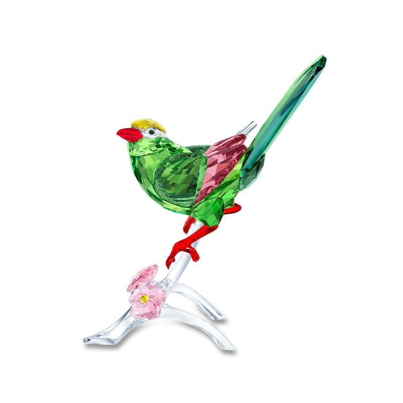 Swarovski Crystal Green and Pink Crystal Magpie Bird Figurine image number 0