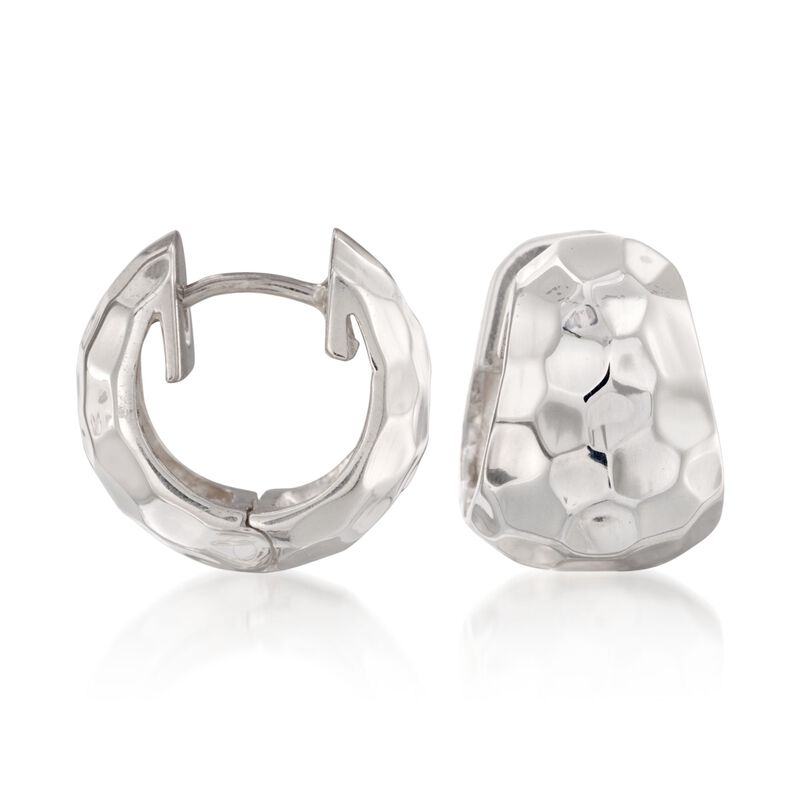 Zina Sterling Silver &quot;Sahara&quot; Hammered Hoop Earrings. 1/2&quot; image number 0