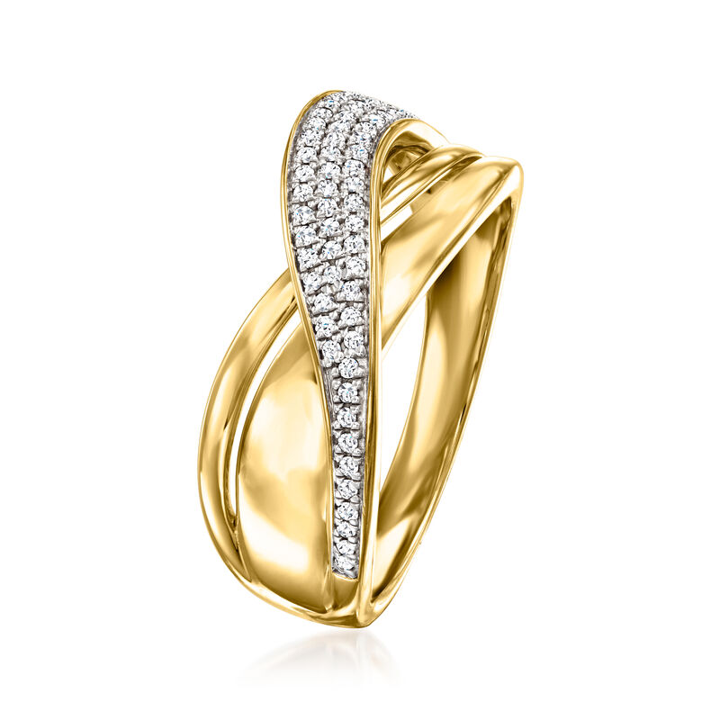 .15 ct. t.w. Diamond Crisscross Ring in 18kt Gold Over Sterling image number 2