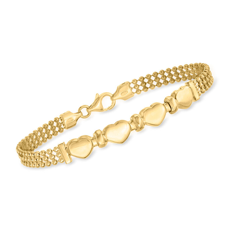 Italian 18kt Gold Over Sterling Heart Beaded Bracelet image number 0