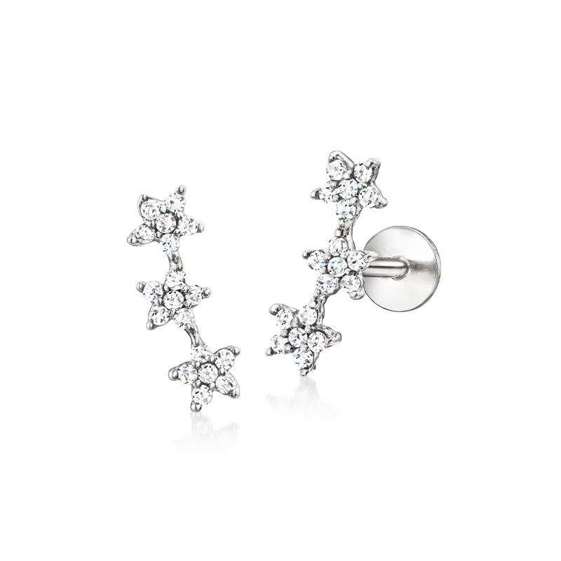 .10 ct. t.w. Diamond Three-Star Flat-Back Earrings in Sterling Silver  image number 0