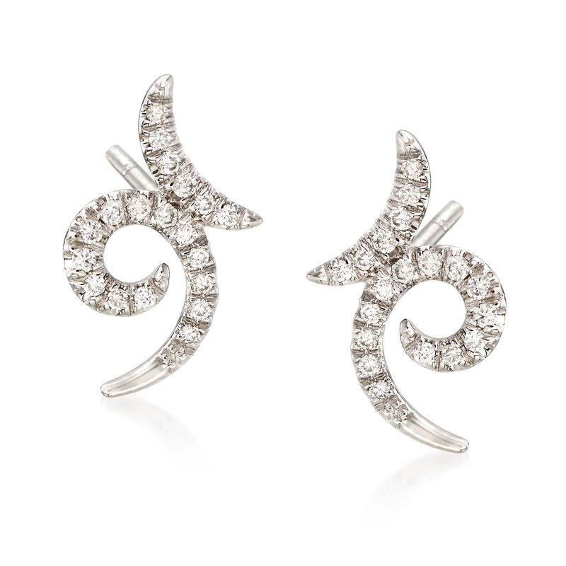 Gabriel Designs .20 ct. t.w. Diamond Swirl Earrings in 14kt White Gold image number 0