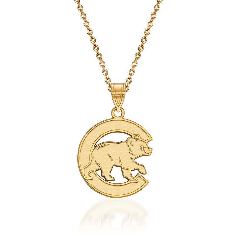 14kt Yellow Gold MLB Chicago Cubs Pendant Necklace. 18&quot; image number 0