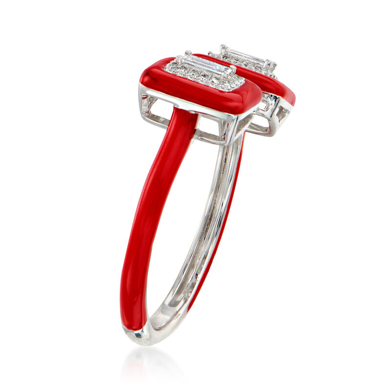 .21 ct. t.w. Diamond Open-Space Ring with Red Enamel in 18kt White Gold image number 2