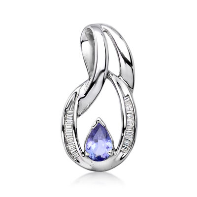 C. 2000 Vintage 1.25 Carat Tanzanite Slide Pendant with .35 ct. t.w. Diamonds in 14kt White Gold