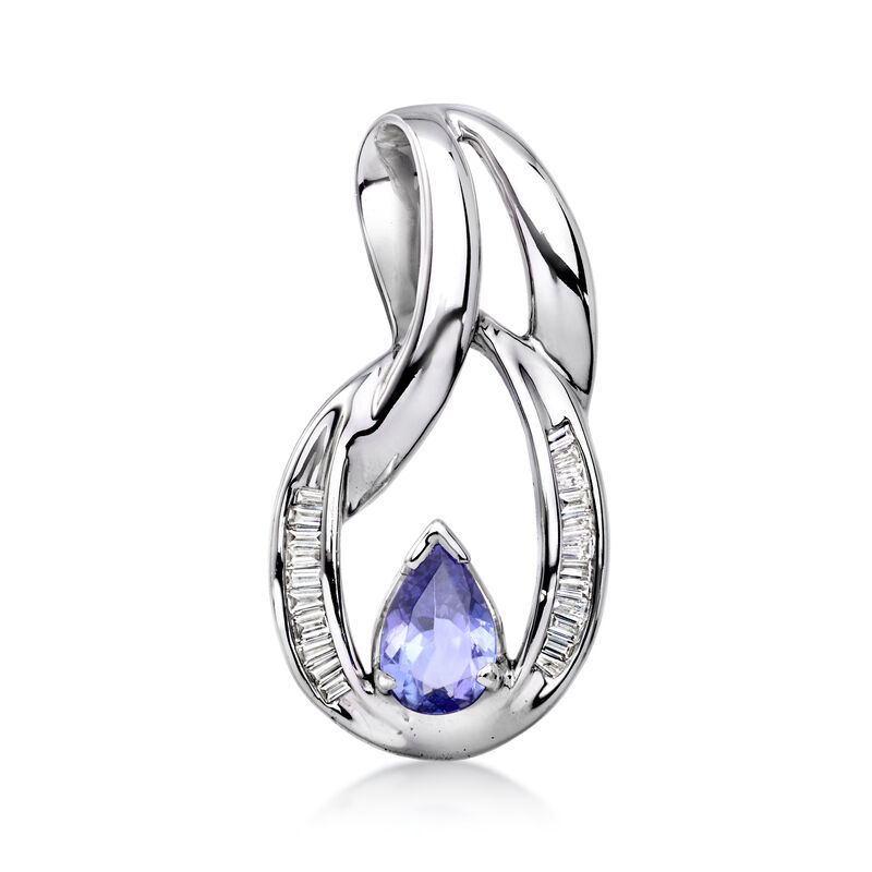 C. 2000 Vintage 1.25 Carat Tanzanite Slide Pendant with .35 ct. t.w. Diamonds in 14kt White Gold  image number 0