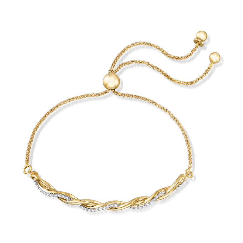 .25 ct. t.w. Diamond Twisted Bolo Bracelet in 18kt Gold Over Sterling image number 2