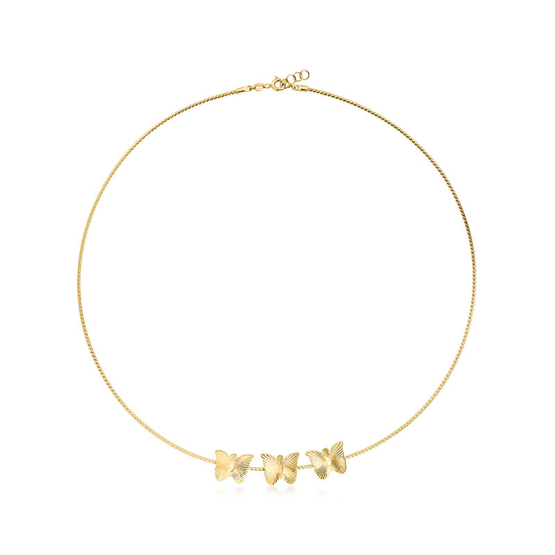 Italian 14kt Yellow Gold Butterfly Trio Omega Necklace image number 0