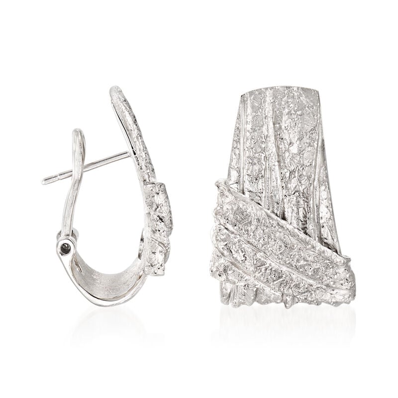 Charles Garnier &quot;Constellation&quot; Sterling Silver Sash J-Hoop Earrings. 5/8&quot; image number 2