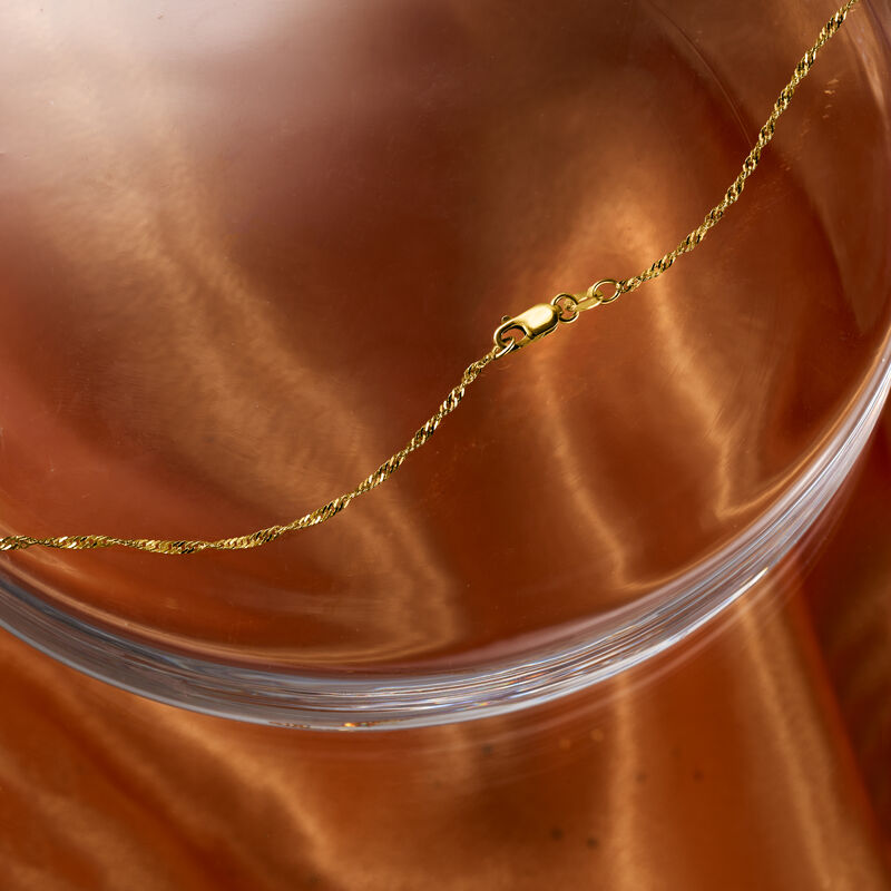 Italian 18kt Yellow Gold Diamond-Cut Singapore-Chain Necklace image number 3