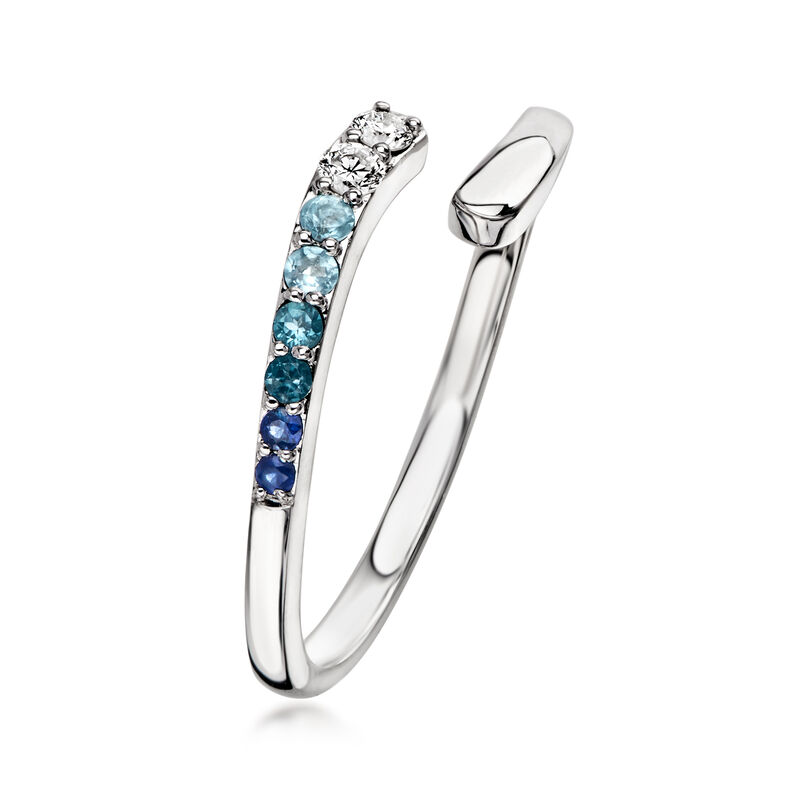 .17 ct. t.w. Multi-Gemstone Wrap Ring with Lab-Grown Diamonds in 10kt White Gold image number 2