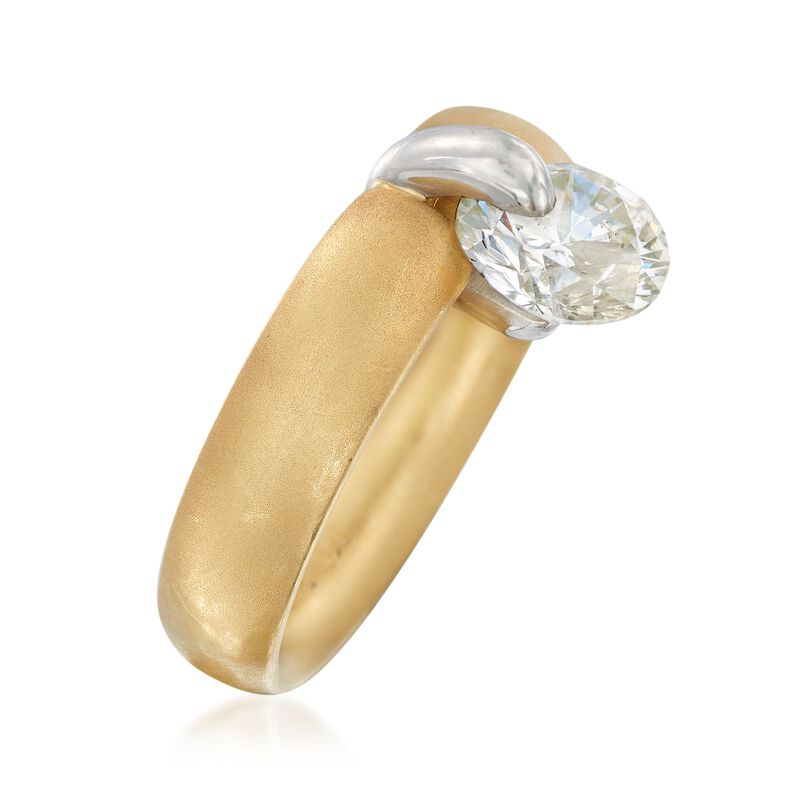C. 2000 Vintage 1.50 Carat Diamond Drop Ring in Platinum and 18kt Gold. Size 5.5 image number 2