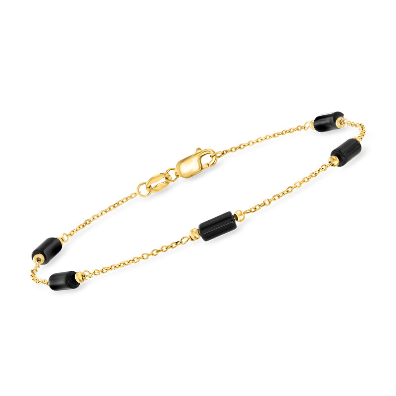 Italian Onyx Bead Station Bracelet in 18kt Yellow Gold image number 0