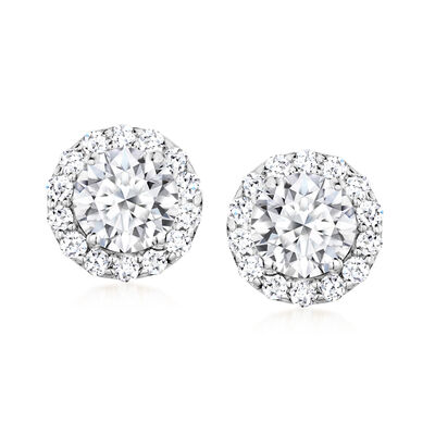 2.00 ct. t.w. Lab-Grown Diamond Halo Earrings in 14kt White Gold