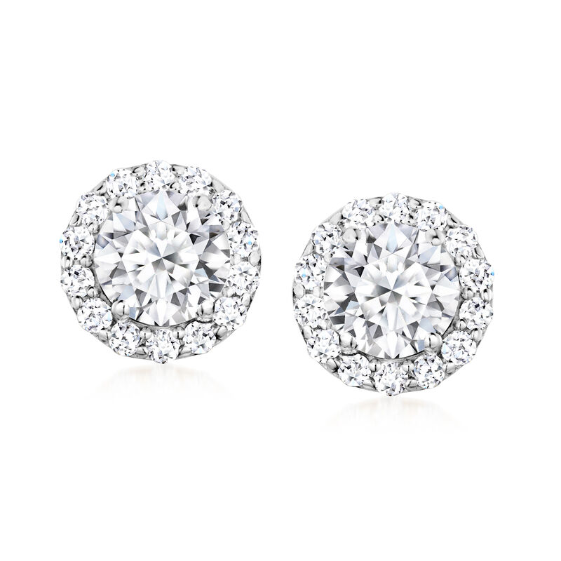 2.00 ct. t.w. Lab-Grown Diamond Halo Earrings in 14kt White Gold  image number 0