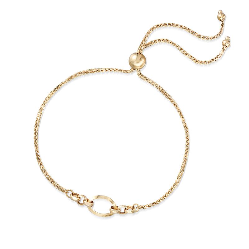 Italian 14kt Yellow Gold Open Oval Bolo Bracelet image number 3
