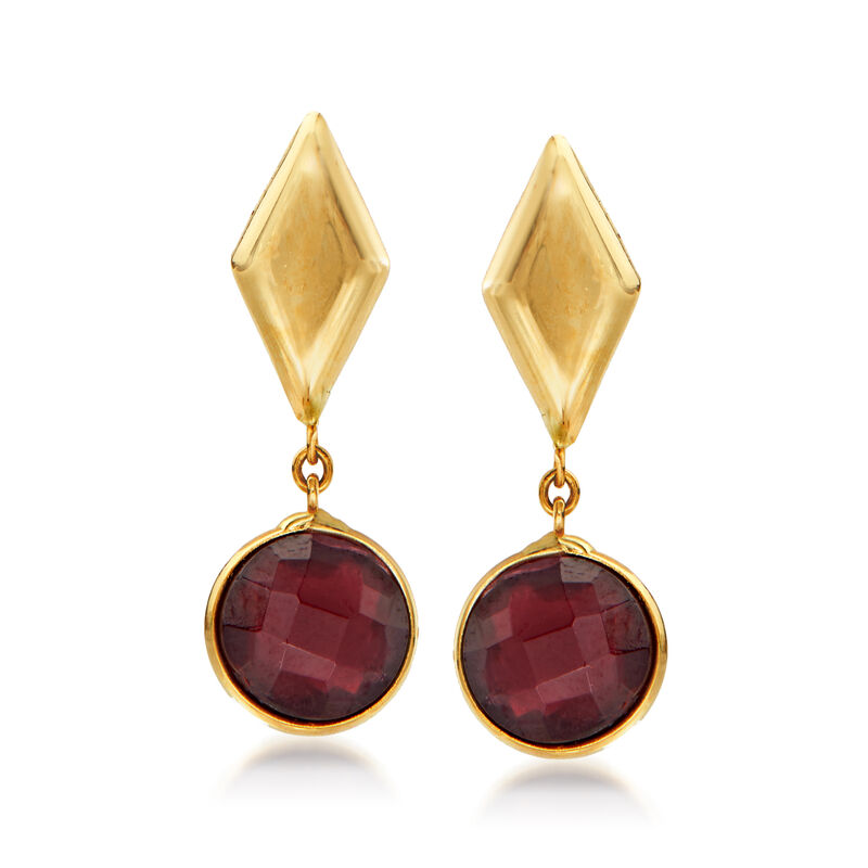 Italian 1.50 ct. t.w. Garnet Drop Earrings in 14kt Yellow Gold image number 0
