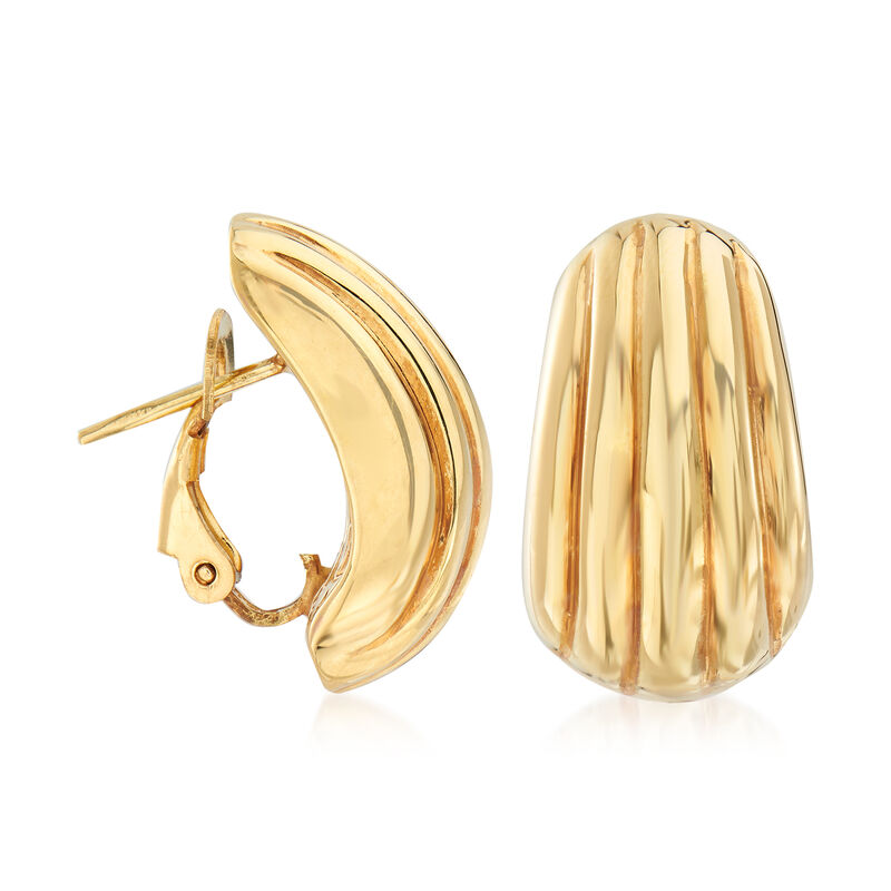 Italian 18kt Yellow Gold Grooved Earrings image number 2