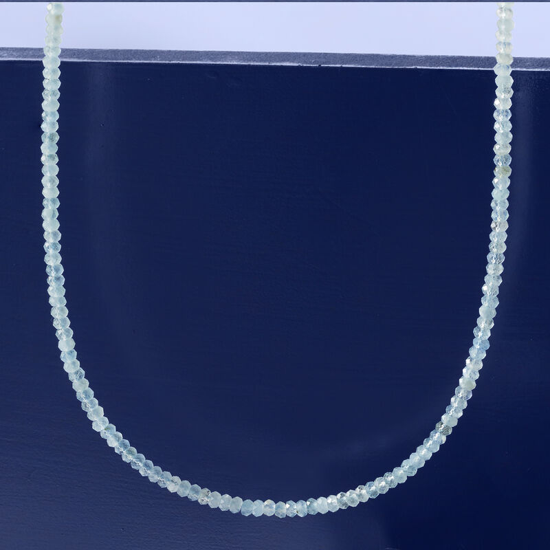 45.00 ct. t.w. Aquamarine Bead Necklace with 14kt Yellow Gold Magnetic Clasp image number 3