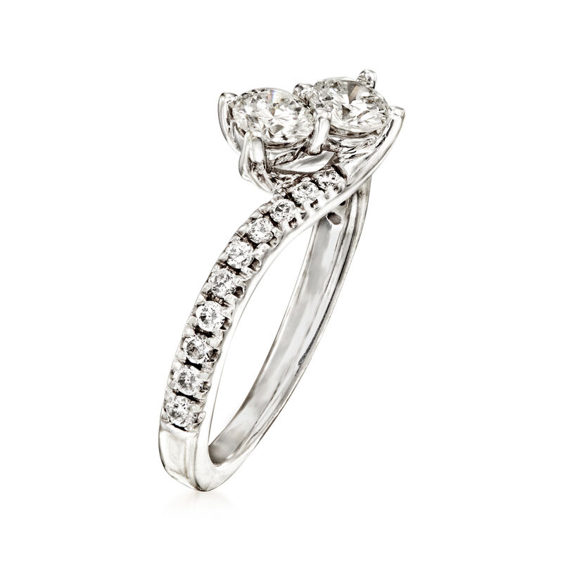 C. 1990 Vintage .90 ct. t.w. Diamond Bypass Ring in 14kt White Gold. Size 5.25 image number 2