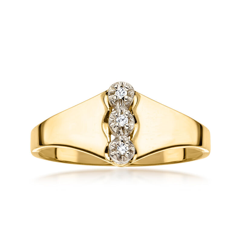 C. 1980 Vintage Diamond Three-Stone Ring in 10kt Yellow Gold. Size 6 image number 0