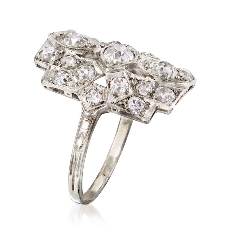 C. 1940 Vintage 1.80 ct. t.w. Diamond Dinner Ring in Platinum image number 2