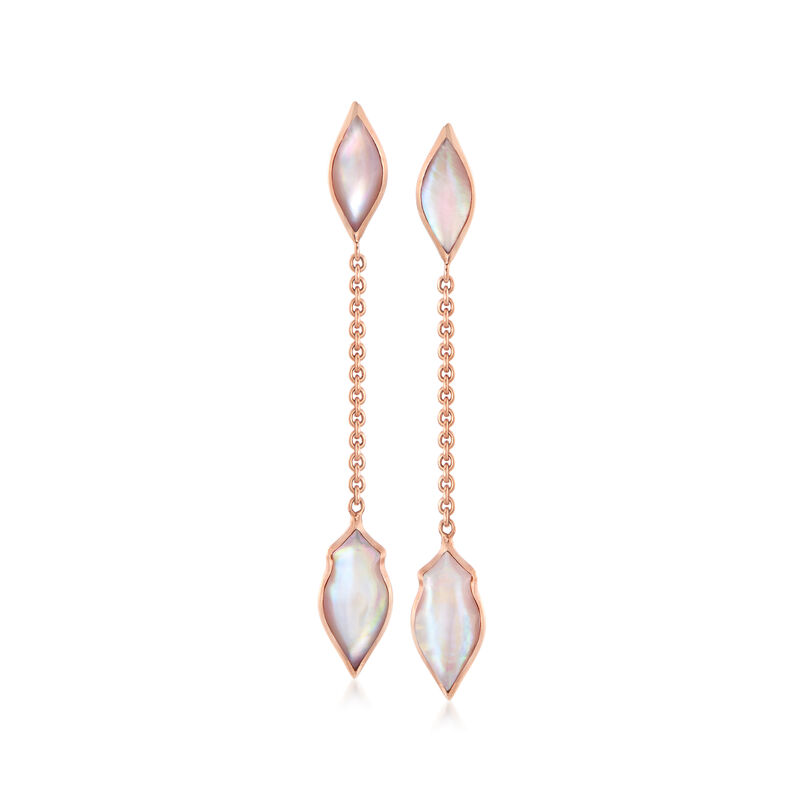 C. 1990 Vintage Kabana Mother-of-Pearl Drop Earrings in 14kt Rose Gold image number 0