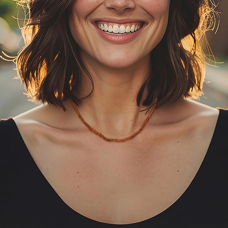 C. 2000 Vintage 30.00 ct. t.w. Citrine Bead Necklace with 18kt Yellow Gold. 15" image number 1